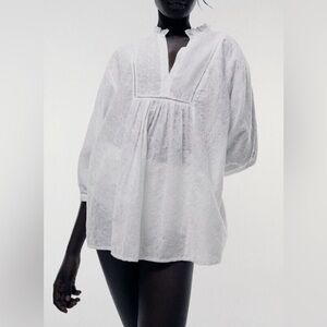 Zara cotton embroidered blouse. White. Size XS (run slightly large)